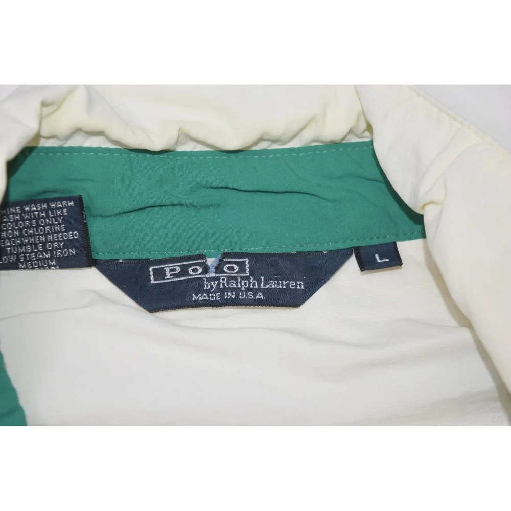 Vintage Polo Ralph Lauren Jacket Mens Large White Golf Bomber Chin Strap USA